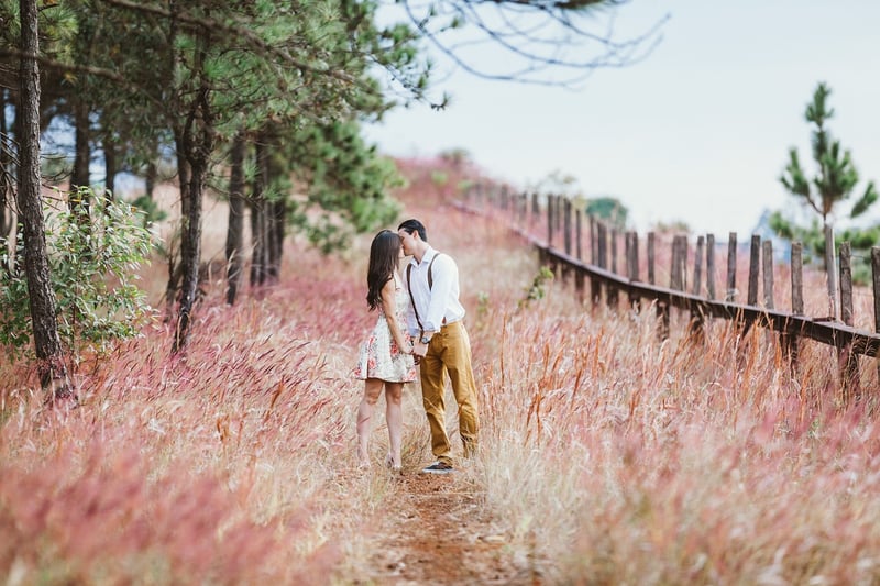 Couple enjoying twilight celebration